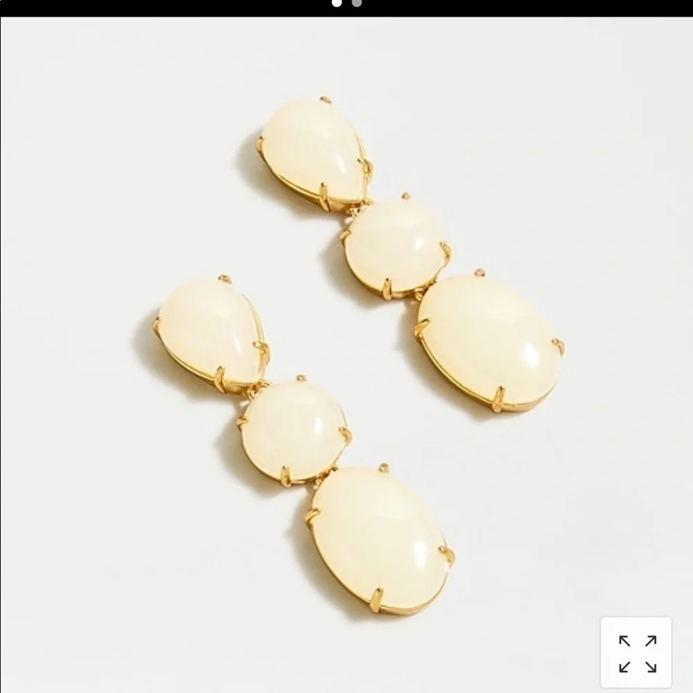 Jcrew white triple stone drop gold earrings wedding dressy event party